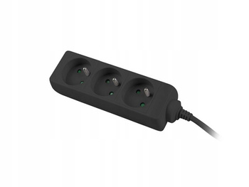 Listwa zasilająca 1,5m, czarna, 3 gniazda, kabel
