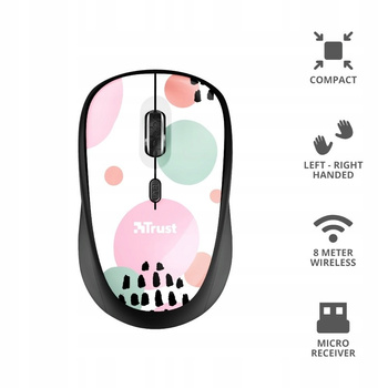 TRUST YVI WIRELESS PINK CIRCL ES mysz komputerowa