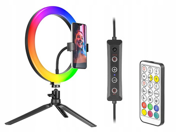 Lampa pierścieniowa RGB RING 26 cm ze statywem