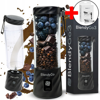 ZESTAW | BlendyGo 3 + Ustnik Nakrętka do picia | Oryginalny Blender Bezprzewodowy 550ml USB