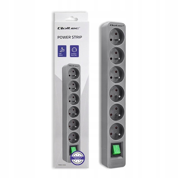 Listwa zasilająca | 6 gniazd | 1.8m | Szara