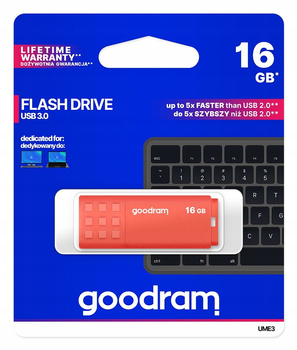 GOODRAM Pendrive UME3 16GB USB 3.0 Pomarańczowy
