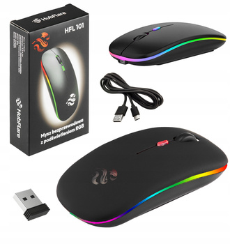 Mysz bezprzewodowa USB RGB HubFlare HFL101 | Czarna