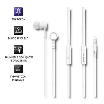 QOLTEC Słuchawki dokanałowe | mikrofon | białe