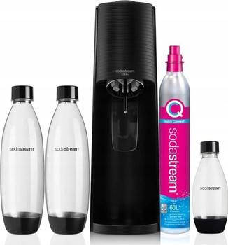 Saturator do wody gazowanej SodaStream Terra + Butelki 2x1L + 1x0,5L CZARNY