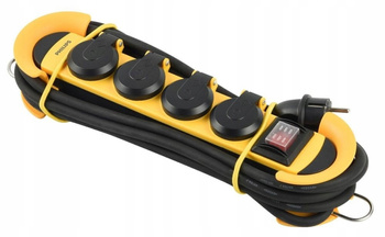 Przedłużacz warsztatowy 4 gniazda AC, 3m, 3680W