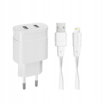 Ładowarka Sieciowa + Lightning 3,4A/2xUSB biała