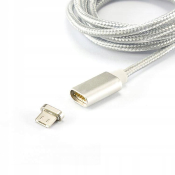 Kabel magnetyczny MicroUSB 1m srebrny