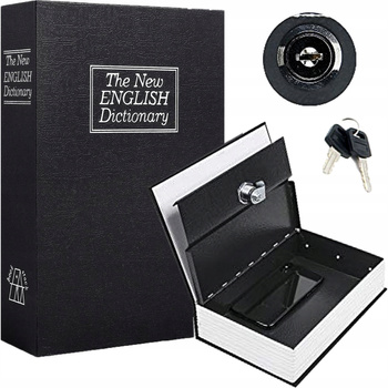 SEJF KASETKA KSIĄŻKA NA PIENIĄDZE KLUCZE METALOWA