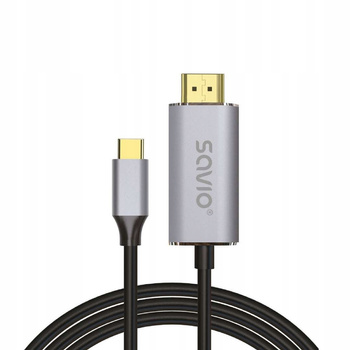 SAVIO Kabel USB-C v3.1 do HDMI 2.0B, 2m, srebrno,,