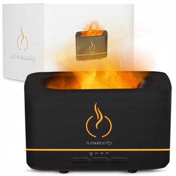 Dyfuzor Zapachowy Aromatly Flame 2 - Czarny | Nawilżacz Powietrza Kominek Aromaterapia | PREZENT