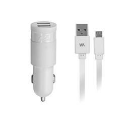 Rivacase Ładowarka Samochodowa + MicroUSB 3,4A / 2xUSB biała