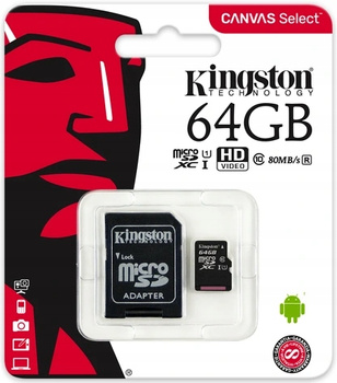 Karta Kingston Canvas Go! microSDXC 64GB z adapterem