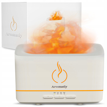 Dyfuzor Zapachowy Aromatly Flame 2 - Biały | Nawilżacz Powietrza Kominek Aromaterapia | PREZENT