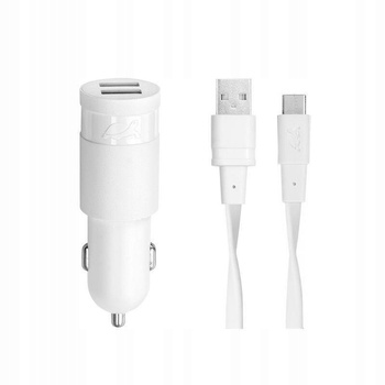Ładowarka Samochodowa + USB-C 3,4A / 2xUSB biała