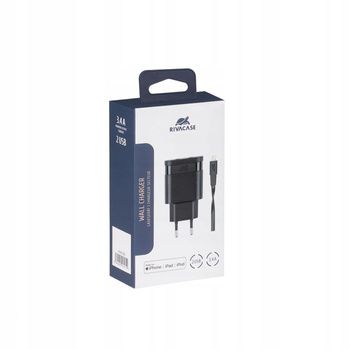 Ładowarka Sieciowa + Lightning 3,4A / 2xUSB czarna