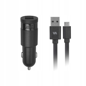 Ładowarka Samochodowa + MicroUSB 3,4A / 2xUSB czar