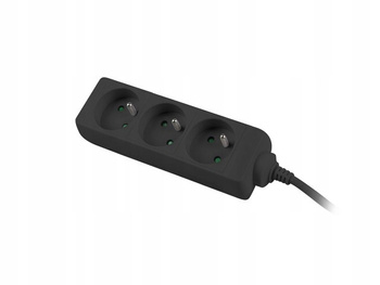 Listwa zasilająca 3m, czarna, 3 gniazda, kabel