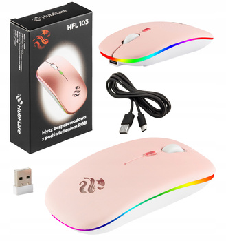 Mysz bezprzewodowa Bluetooth RGB HubFlare HFL103 | Różowa