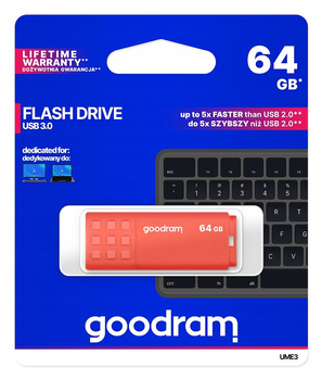 GOODRAM Pendrive UME3 64GB USB 3.0 Pomarańczowy