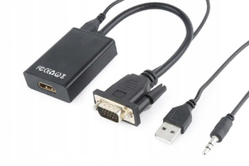 GEMBIRD Konwerter VGA do HDMI 15 cm czarny
