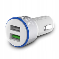 Ładowarka samochodowa Quick Charge 3.0A, biała,