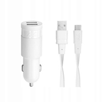 Ładowarka Samochodowa + USB-C 3,4A / 2xUSB biała