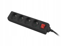 Listwa zasilająca 1,5m, czarna, 4 gniazda, z,