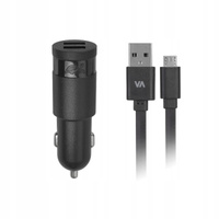 Ładowarka Samochodowa + MicroUSB 3,4A / 2xUSB czar