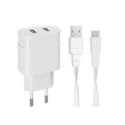 Rivacase Ładowarka Sieciowa + USB-C 3,4A / 2xUSB biała