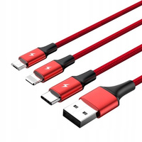 Kabel ładujący 3-in-1 USB - USB-C/microUSB,;