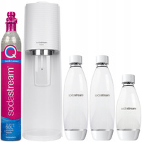 Saturator do wody gazowanej SodaStream Terra + Butelki 2x1L + 1x0,5L | BIAŁY